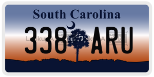 338ARU license plate in South Carolina