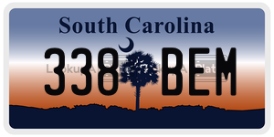 338BEM  license plate in SC
