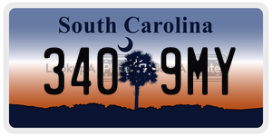 3409MY  license plate in SC