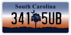 3415UB  license plate in SC