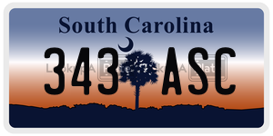 343ASC  license plate in SC