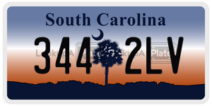 3442LV  license plate in SC