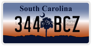 344BCZ  license plate in SC