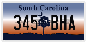 345BHA  license plate in SC