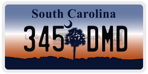 345DMD license plate in South Carolina