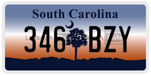 346BZY  license plate in SC