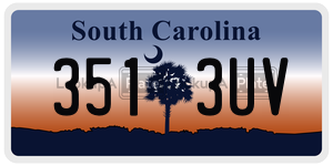 3513UV  license plate in SC