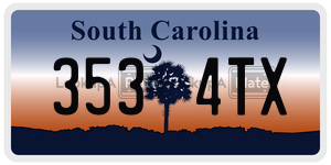 3534TX  license plate in SC