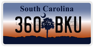 360BKU  license plate in SC