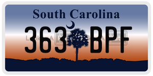 363BPF  license plate in SC