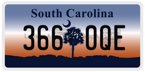 3660QE license plate in South Carolina