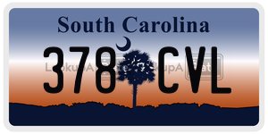 378CVL  license plate in SC