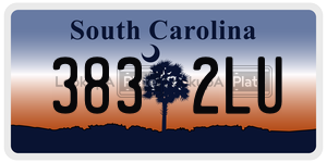3832LU license plate in South Carolina