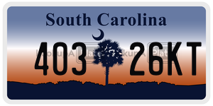 40326KT  license plate in SC