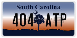 404ATP license plate in South Carolina