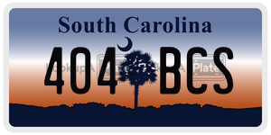 404BCS  license plate in SC