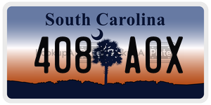 408AOX license plate in South Carolina