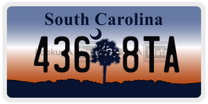 4368TA license plate in South Carolina