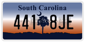 4418JE  license plate in SC