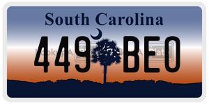 449BEO  license plate in SC