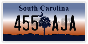 455AJA license plate in South Carolina
