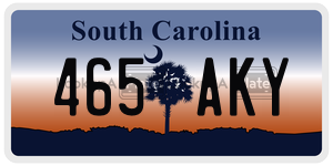 465AKY license plate in South Carolina