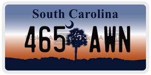 465AWN license plate in South Carolina