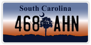 468AHN  license plate in SC