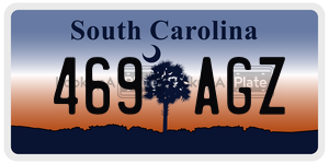 469AGZ  license plate in SC
