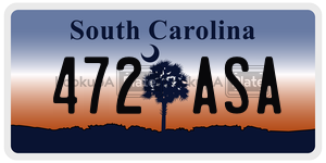 472ASA license plate in South Carolina