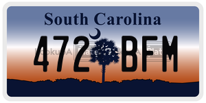 472BFM  license plate in SC