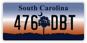 476DBT  license plate in SC