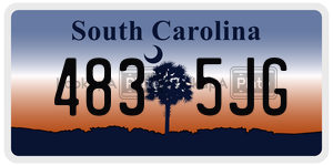 4835JG license plate in South Carolina