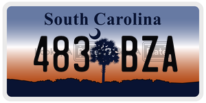 483BZA  license plate in SC