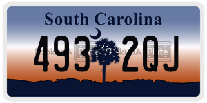 4932QJ license plate in South Carolina