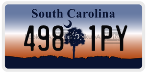 4981PY  license plate in SC