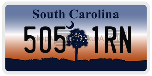 5051RN  license plate in SC