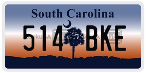 514BKE  license plate in SC