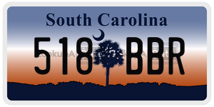 518BBR  license plate in SC