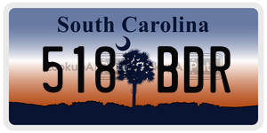 518BDR  license plate in SC