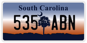 535ABN license plate in South Carolina