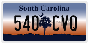540CVQ  license plate in SC
