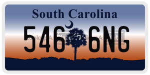 5466NG license plate in South Carolina