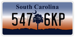 5476KP license plate in South Carolina