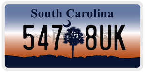 5478UK  license plate in SC