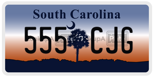 555CJG  license plate in SC