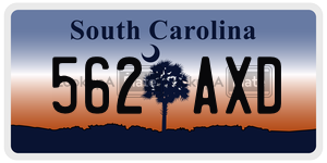 562AXD  license plate in SC