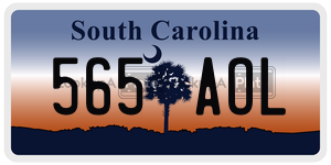 565AOL  license plate in SC