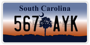 567AYK  license plate in SC