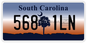 5681LN license plate in South Carolina